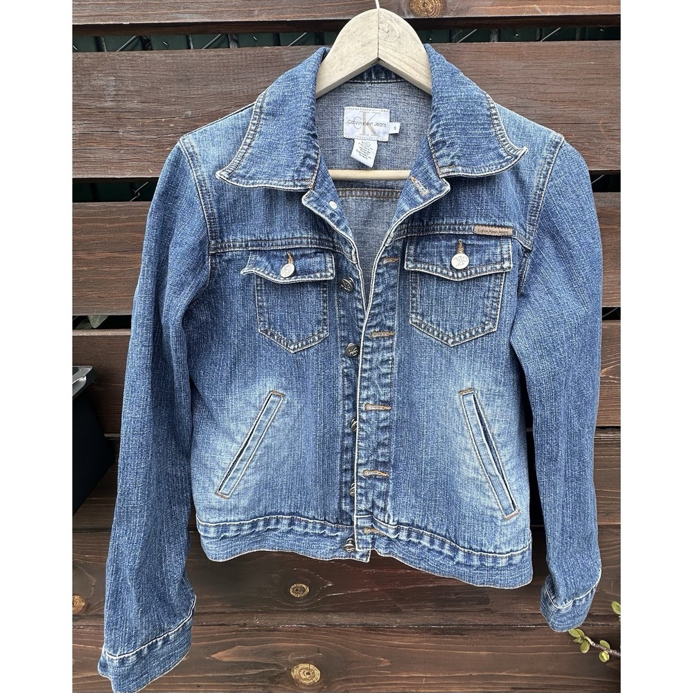 Vintage Y2K Calvin Klein Jeans Denim Trucker Jacket Front  Pockets ‎ *Size Small